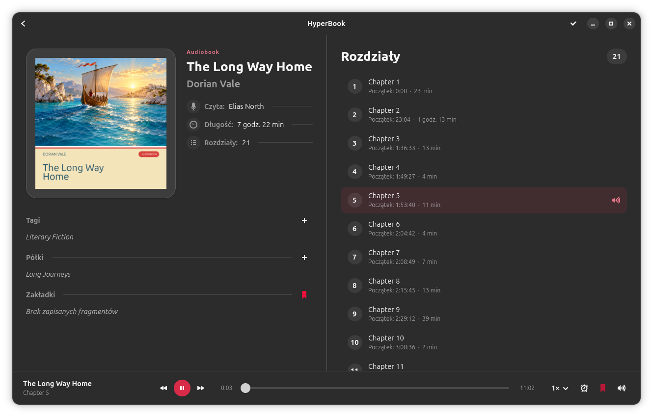 HyperBook desktop audiobook details
