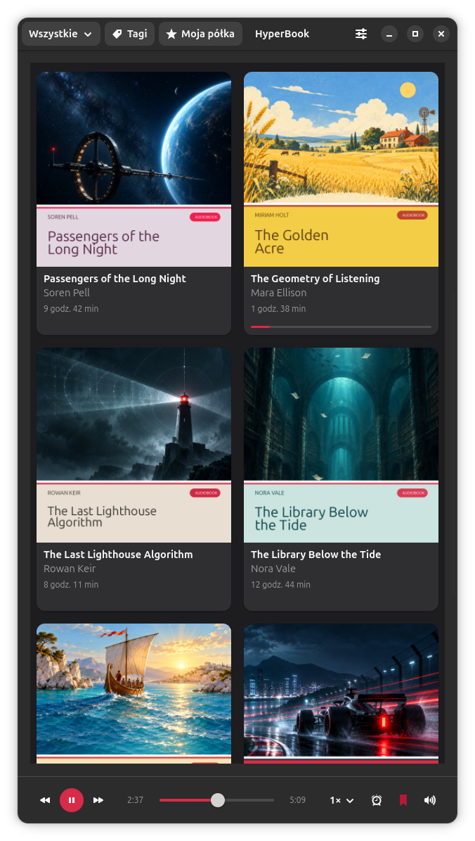 HyperBook mobile fictional audiobook library