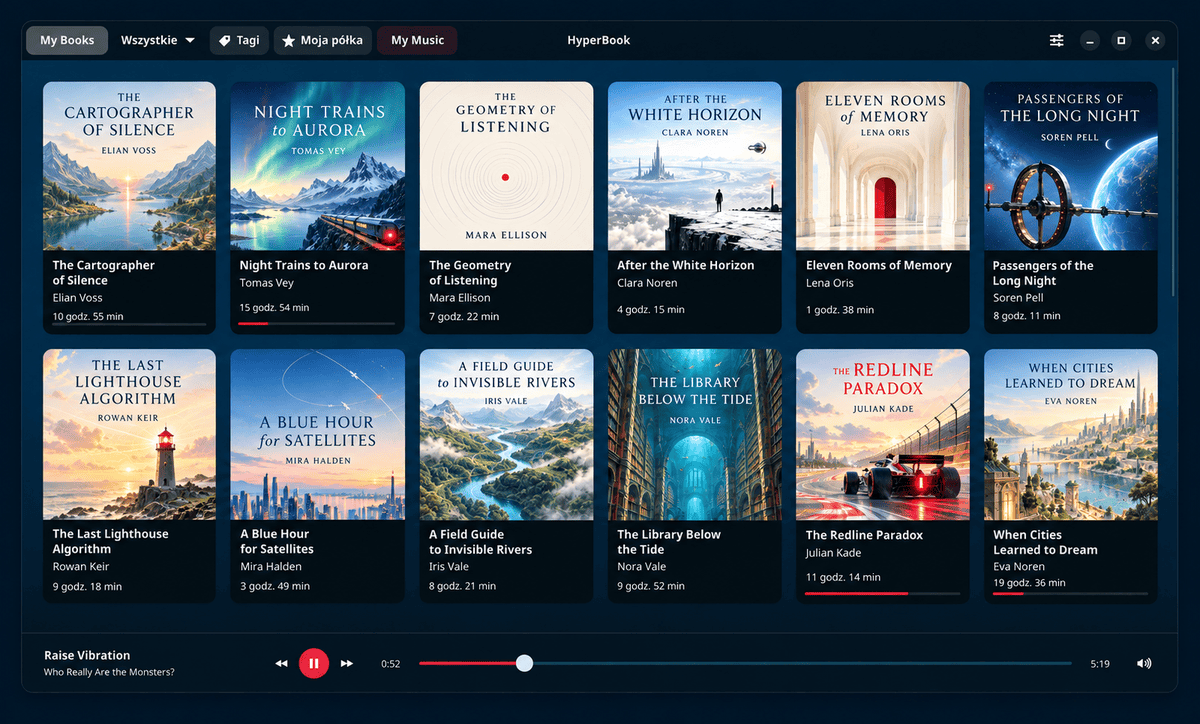 HyperBook desktop audiobook library