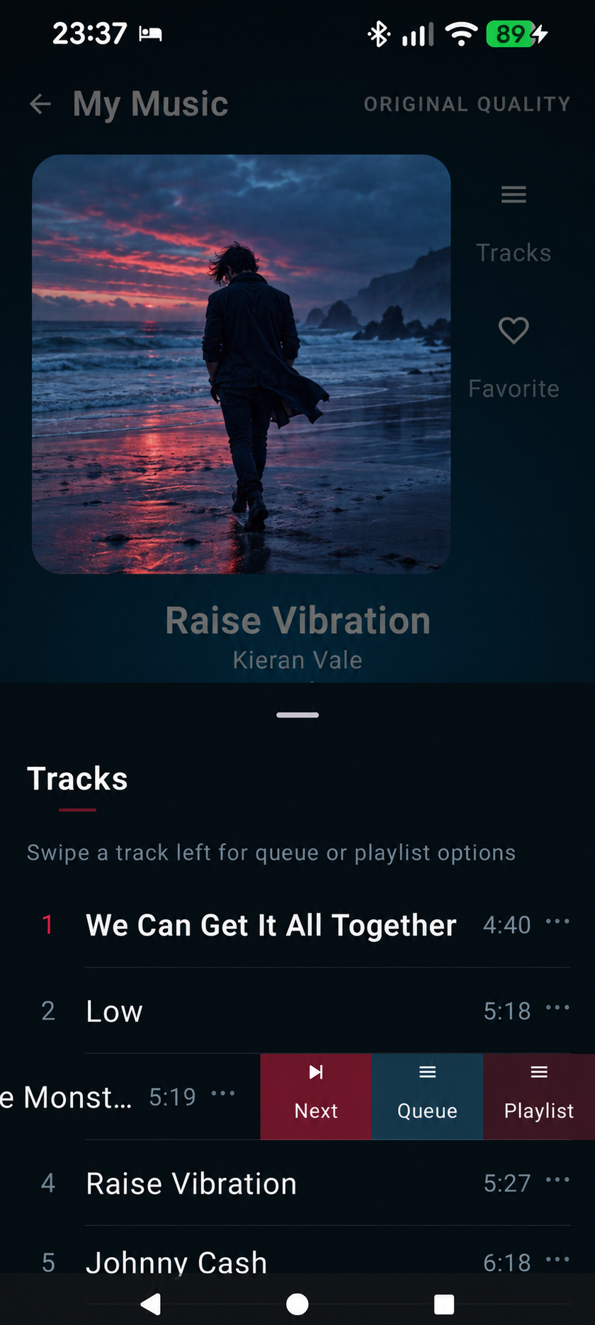 HyperBook mobile next, queue and playlist actions