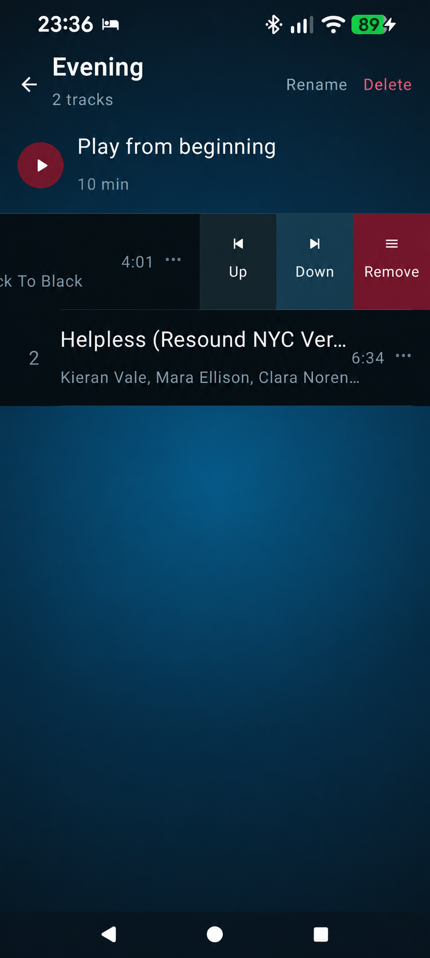 HyperBook mobile playlist editing actions